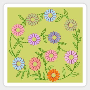 Flower and leaves background filling the frame. Sticker